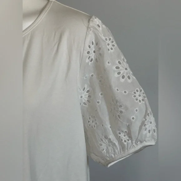 Grace Karin Ivory Eyelet Puff Short Sleeve Top NWT - Picture 3 of 8